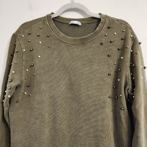 Dex Top Long Sleeve Blouse Sage Color with beaded Size S, Casual, Urban Chic - Picture 5 of 12